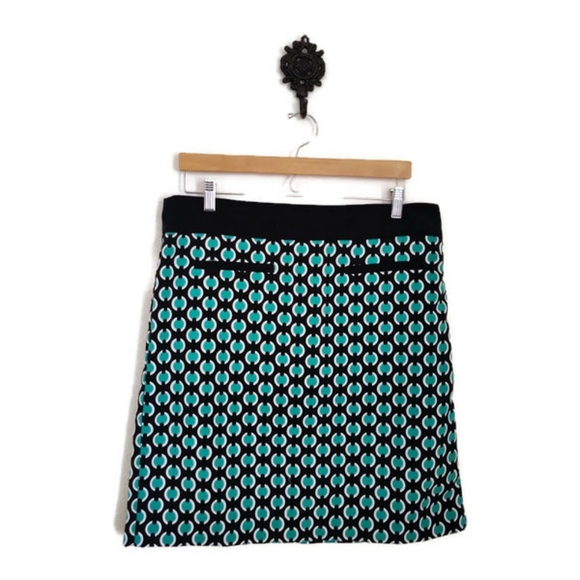 Worthington Mint and Black Geometric Lined Skirt - Picture 1 of 2